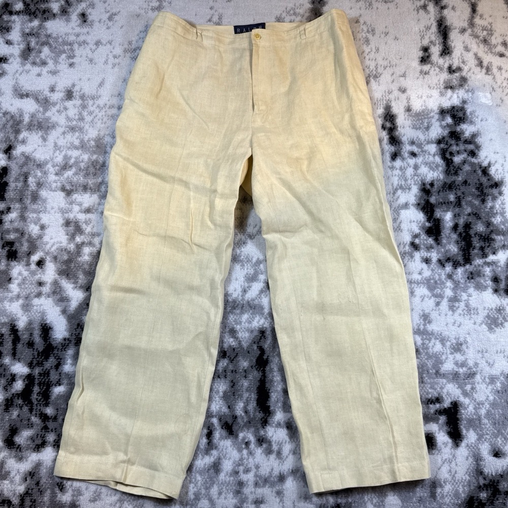 Ralph Ralph‎ Lauren Pants Mens Size 36x25.5 Linen Woven Pale Yellow Comfort
